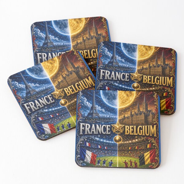 Item preview, France Belgium travel/ soccer illustration fan art / Paris to Brussels travel art designed and sold by Nexus Space.
