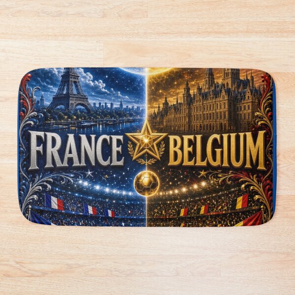 Item preview, France Belgium travel/ soccer illustration fan art / Paris to Brussels travel art designed and sold by Nexus Space.