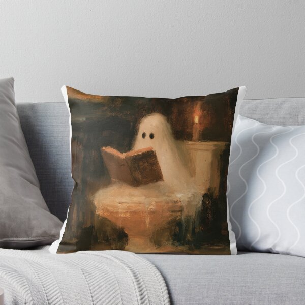 Item preview, Cozy Ghost Reading a Book Halloween Painting designed and sold by Sunday Margaritas Art.