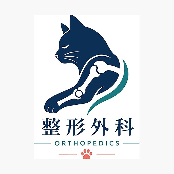 Item preview, Orthopedics Cat Emblem Bone Joint Clinic Logo designed and sold by medicalkinoko.
