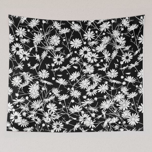 Item preview, Black And White Daisy Floral Pattern designed and sold by Owcomm.