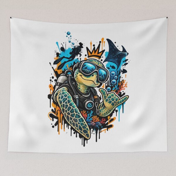 Item preview, Scuba Turtle Diver – Urban Ocean Character Art designed and sold by RAX Mirth Studio.