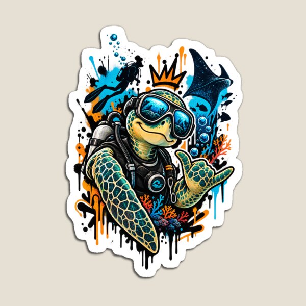 Item preview, Scuba Turtle Diver – Urban Ocean Character Art designed and sold by RAX Mirth Studio.
