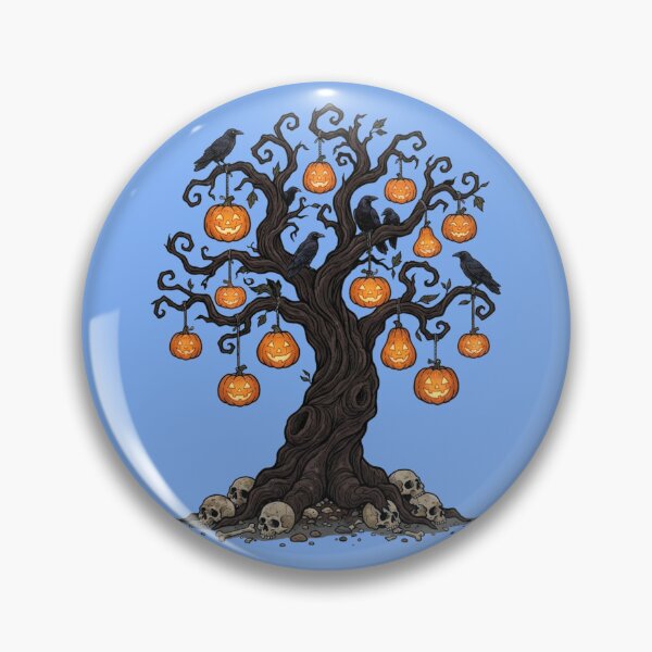 Item preview, Spooky Halloween Tree with Jack O Lanterns and Ravens Creepy Dark Fantasy Art designed and sold by Evelashop.
