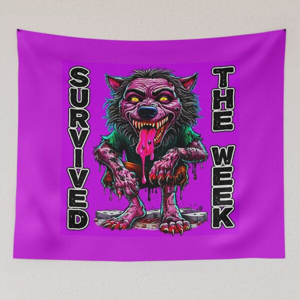 Item preview, Survived The Week - Grotesque Werewolf Party Animal Art designed and sold by OmniaGlobal.