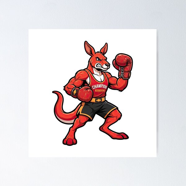 Item preview, Boxing Kangaroo Champion Mascot Illustration Art designed and sold by Rahat3344.