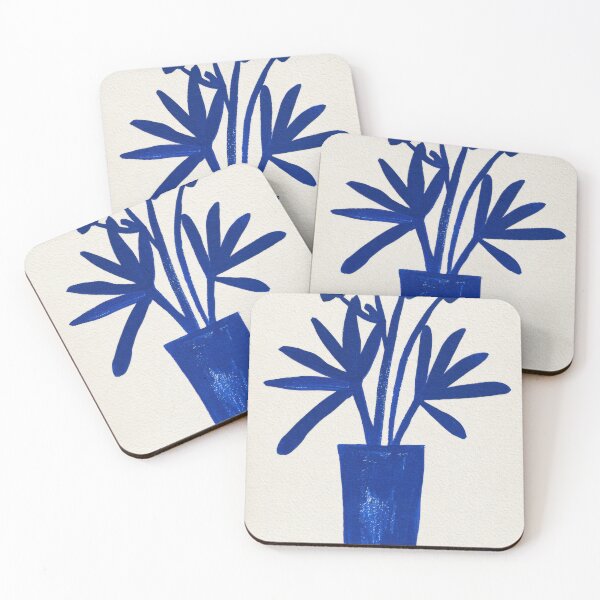 Item preview, Cobalt Blue Flowers in Vase Minimalist Painting designed and sold by Sunday Margaritas Art.