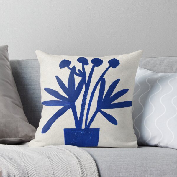 Item preview, Cobalt Blue Flowers in Vase Minimalist Painting designed and sold by Sunday Margaritas Art.
