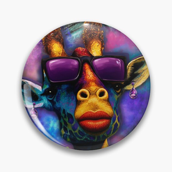 Artikelvorschau, Neon-psychedelische, flirtende Giraffe entworfen und verkauft von AsheDinaArt.