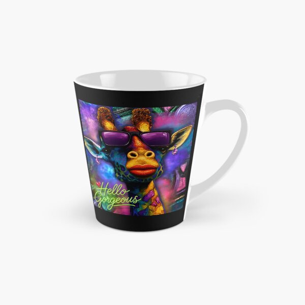 Artikelvorschau, Neon-psychedelische, flirtende Giraffe entworfen und verkauft von AsheDinaArt.