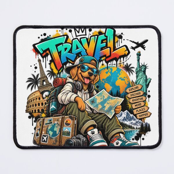 Item preview, Global Travel Dog Graffiti – Adventure Street Art designed and sold by RAX Mirth Studio.