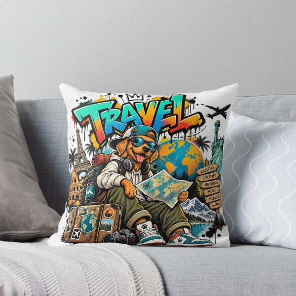 Item preview, Global Travel Dog Graffiti – Adventure Street Art designed and sold by RAX Mirth Studio.
