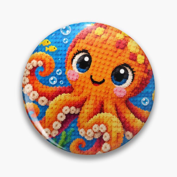 Item preview, Cute Colorful Octopus Underwater – Building Block Mosaic Art designed and sold by WildWhimsy Art.
