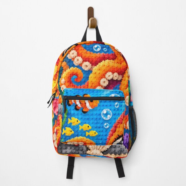 Item preview, Cute Colorful Octopus Underwater – Building Block Mosaic Art designed and sold by WildWhimsy Art.