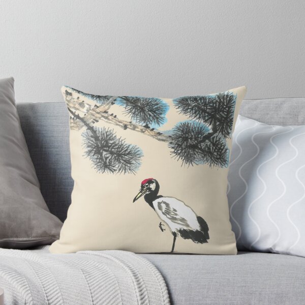 Item preview, Crane and Pine | East Asian Brush Art Longevity Print designed and sold by HiddenJadeArtStudio.