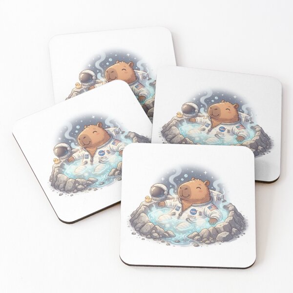 Item preview, Astronaut Capybara Relaxing in Moon Crater Hotspring designed and sold by Rahat3344.