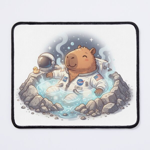 Item preview, Astronaut Capybara Relaxing in Moon Crater Hotspring designed and sold by Rahat3344.