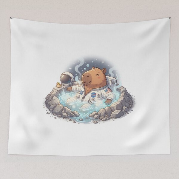 Item preview, Astronaut Capybara Relaxing in Moon Crater Hotspring designed and sold by Rahat3344.