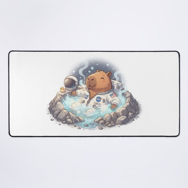 Item preview, Astronaut Capybara Relaxing in Moon Crater Hotspring designed and sold by Rahat3344.