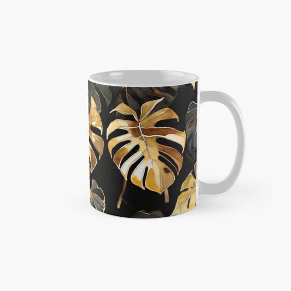 Item preview, Dense Gold and Charcoal Monstera Pattern designed and sold by BeachWhisper.