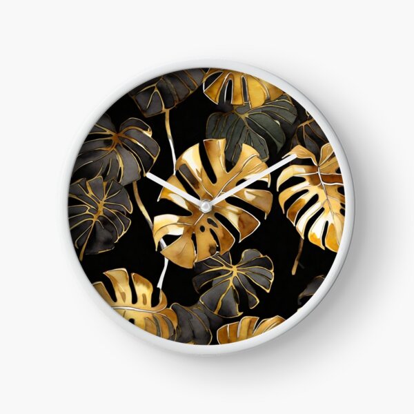 Item preview, Dense Gold and Charcoal Monstera Pattern designed and sold by BeachWhisper.