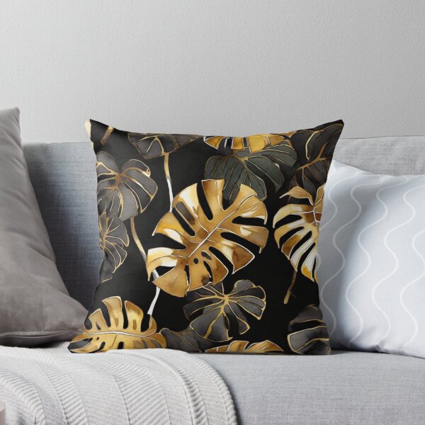 Item preview, Dense Gold and Charcoal Monstera Pattern designed and sold by BeachWhisper.