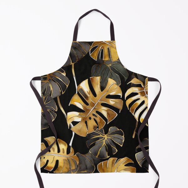 Item preview, Dense Gold and Charcoal Monstera Pattern designed and sold by BeachWhisper.
