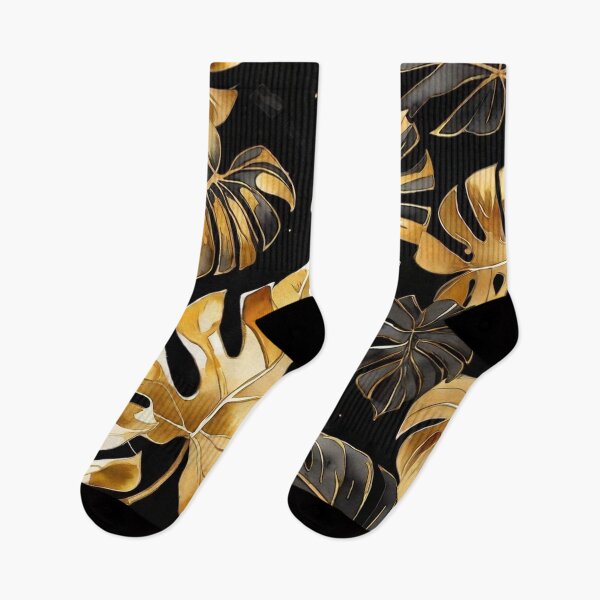 Item preview, Gold Monstera Leaves with Striped Foliage designed and sold by BeachWhisper.