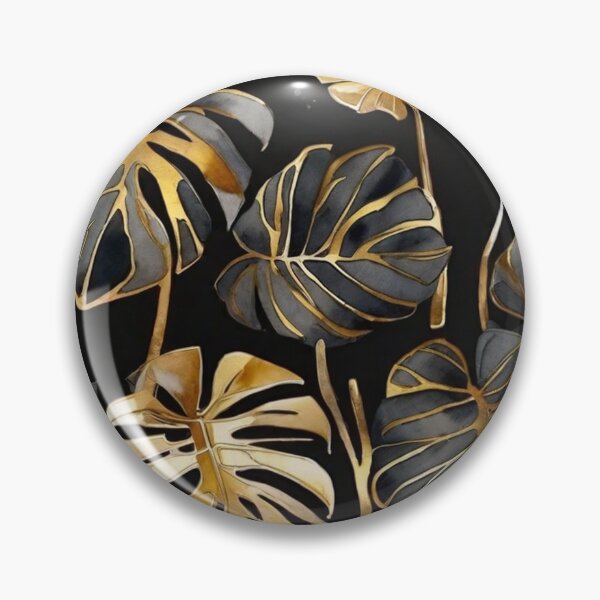 Item preview, Golden Tropical Leaves with Dark Monstera designed and sold by BeachWhisper.
