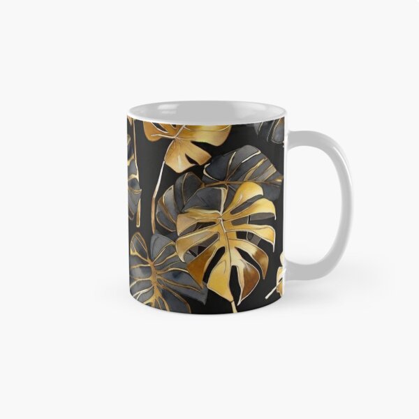 Item preview, Golden Tropical Leaves with Dark Monstera designed and sold by BeachWhisper.