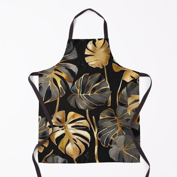 Item preview, Golden Tropical Leaves with Dark Monstera designed and sold by BeachWhisper.