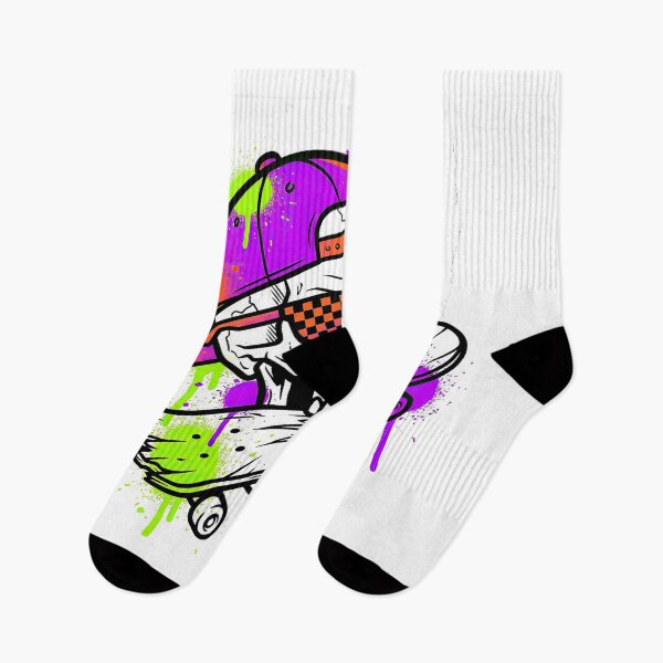 Item preview, Cool Skater Skull Biting Skateboard Neon Graffiti designed and sold by Rahat3344.