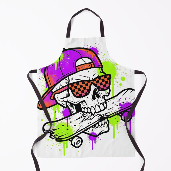Item preview, Cool Skater Skull Biting Skateboard Neon Graffiti designed and sold by Rahat3344.