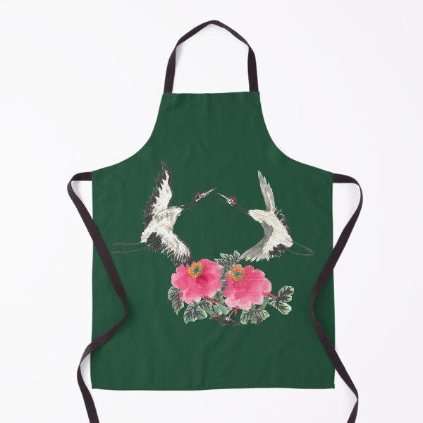 Item preview, Dancing Cranes and Peonies | East Asian Brush Art Print designed and sold by HiddenJadeArtStudio.