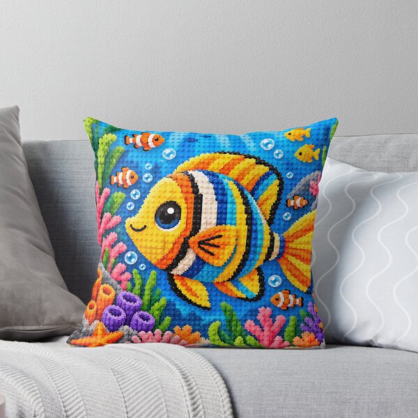 Item preview, Tropical Fish Garden – Colorful Building Block Underwater Mosaic Art designed and sold by WildWhimsy Art.