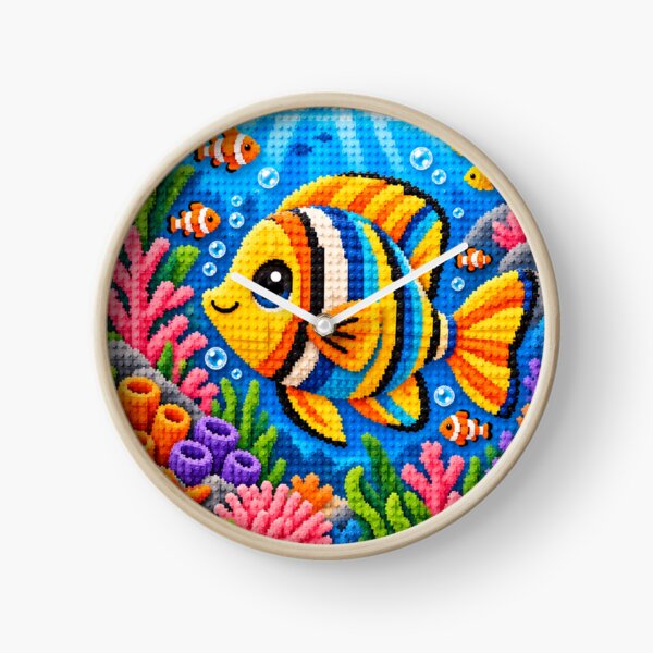 Item preview, Tropical Fish Garden – Colorful Building Block Underwater Mosaic Art designed and sold by WildWhimsy Art.