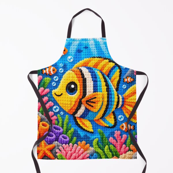 Item preview, Tropical Fish Garden – Colorful Building Block Underwater Mosaic Art designed and sold by WildWhimsy Art.
