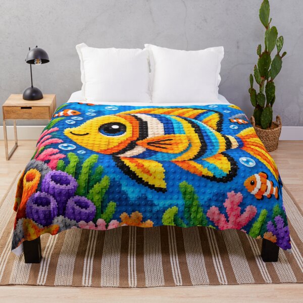 Item preview, Tropical Fish Garden – Colorful Building Block Underwater Mosaic Art designed and sold by WildWhimsy Art.
