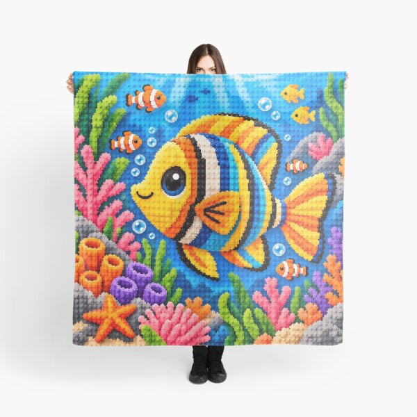 Item preview, Tropical Fish Garden – Colorful Building Block Underwater Mosaic Art designed and sold by WildWhimsy Art.