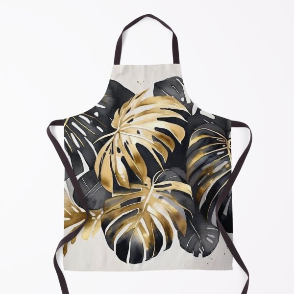 Item preview, Black and Gold Monstera on Cream designed and sold by BeachWhisper.