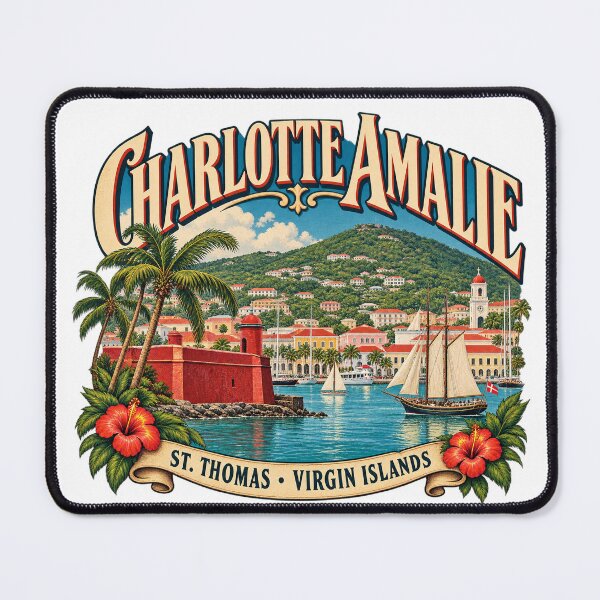 Artikelvorschau, Charlotte Amalie, St. Thomas – Vintage-Reiseposter der Jungferninseln entworfen und verkauft von Past in Threads.