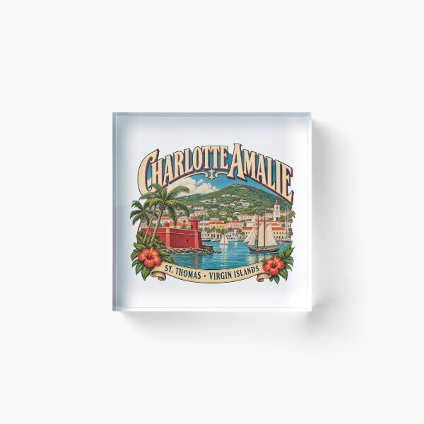 Item preview, Charlotte Amalie St. Thomas – Vintage Virgin Islands Travel Poster designed and sold by Past in Threads.