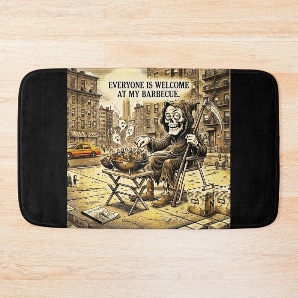 Item preview, Grim Reaper's NYC Block Party BBQ - Dark Humor Art designed and sold by OmniaGlobal.