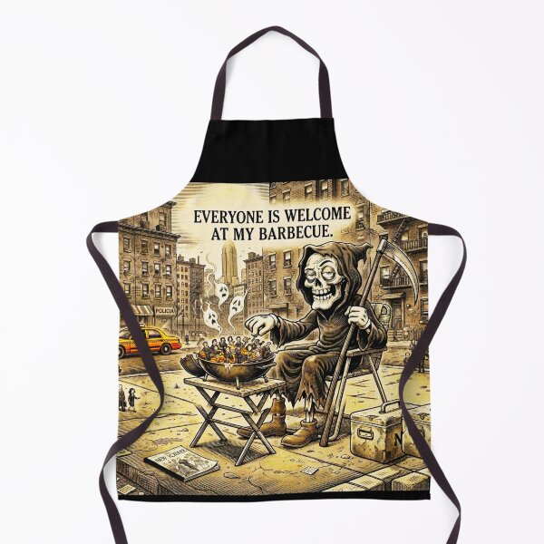 Item preview, Grim Reaper's NYC Block Party BBQ - Dark Humor Art designed and sold by OmniaGlobal.