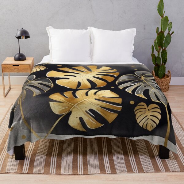 Item preview, Minimal Gold Monstera on Ink Wash designed and sold by BeachWhisper.