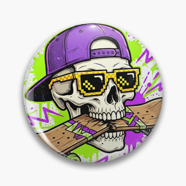 Item preview, Cool Skater Skull Biting Broken Skateboard Graffiti designed and sold by Rahat3344.