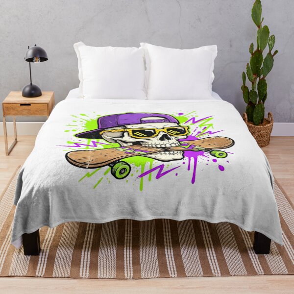 Item preview, Cool Skater Skull Biting Broken Skateboard Graffiti designed and sold by Rahat3344.