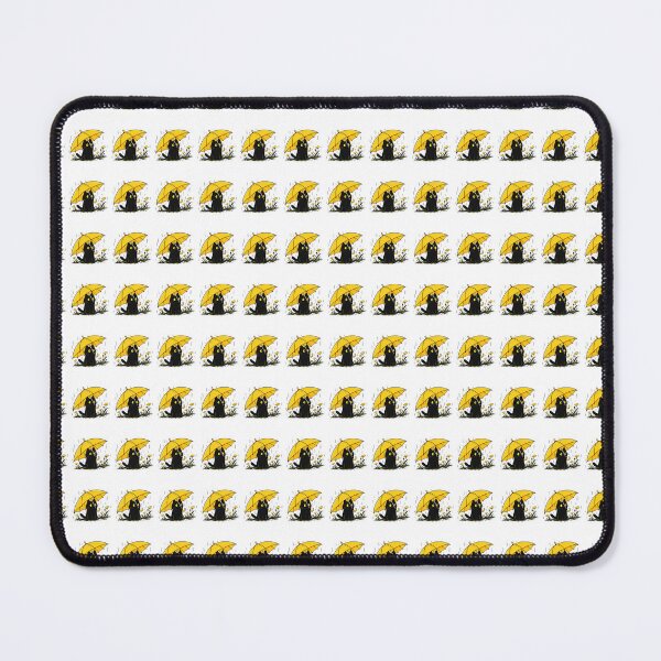 Item preview, Cute Black Cat Under Yellow Umbrella Rain designed and sold by Moizento.