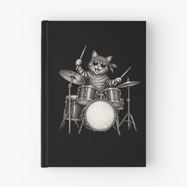 Item preview, Funny Cat Drummer Wearing Sunglasses and Bandana Playing a Drum Set designed and sold by SOUFIANE1991.