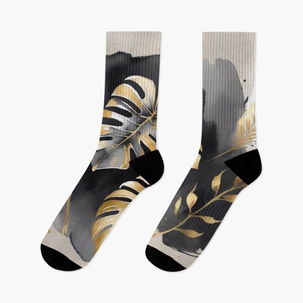Item preview, Floating Gold Monstera on Black Wash designed and sold by BeachWhisper.